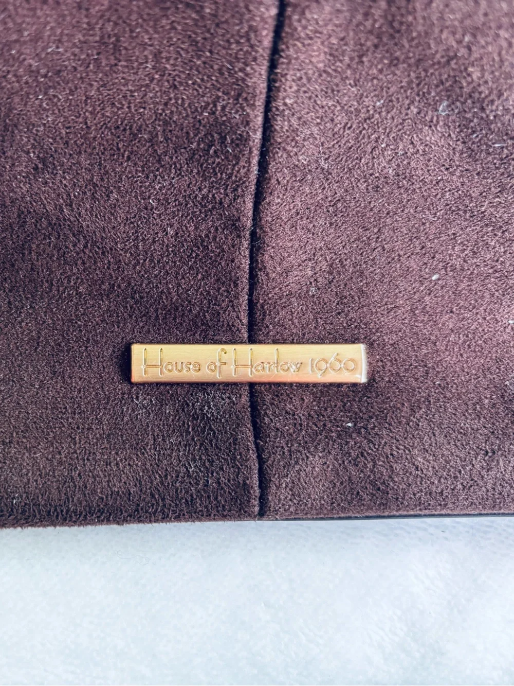 House of Harlow 1960 Brown Faux Suede Crossbody Shoulder Bucket Bag